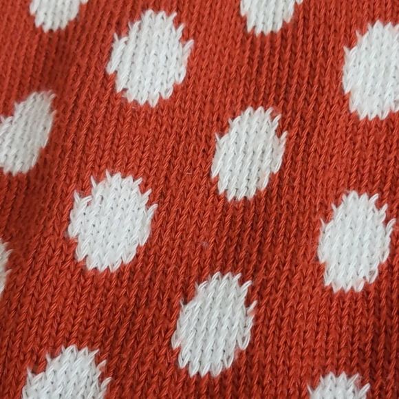 Orange red sweater with white polka dots and lace - Picture 9 of 9